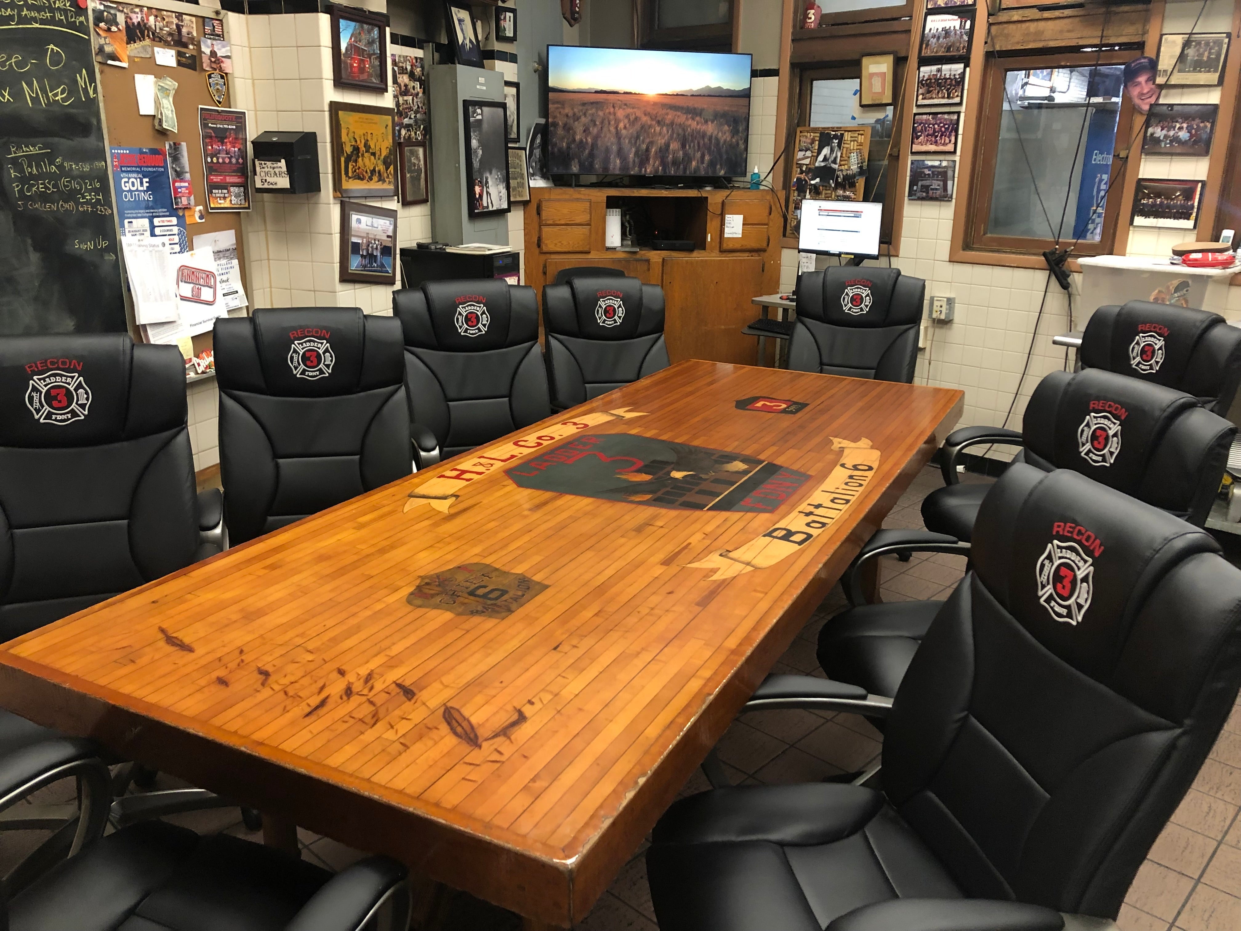 FDNY Ladder 3 Gifted Custom Embroidered Executive Office Chairs from Retiring Battalion Chief