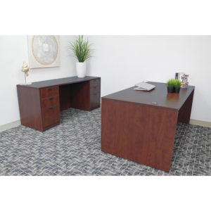 Office Suite - Desk and Credenza with Dual File Storage Pedestals