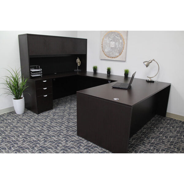 Commercial Office Suite - U-Shape Desk with File Storage Pedestal and Hutch