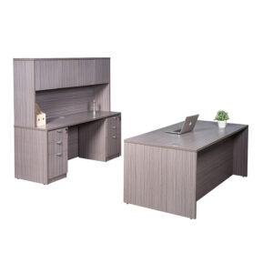 Commercial Office Suite - Desk, Credenza, Hutch with Dual File Storage Pedestals
