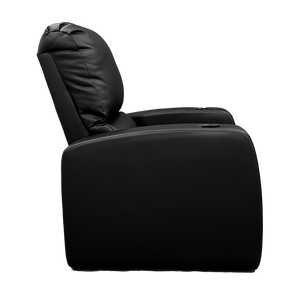 Side view of black, hospitality-grade synthetic leather, custom firefighter recliner 