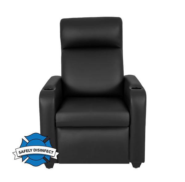 Black, hospitality-grade synthetic leather, theater-style fire department recliner 