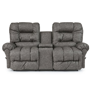 Front view of the polyester fabric slate gray dial manual reclining seats with armrest in-between the two firehouse chairs