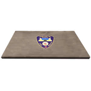 Custom firehouse table with Toyota Indiana Fire Rescue logo in the center