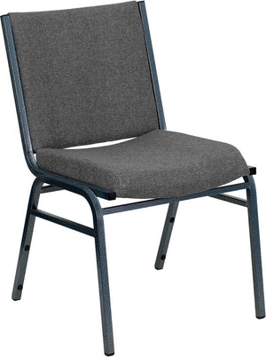 Gray fabric heavy-duty stack fire department chair with silver vein powder coated frame finish