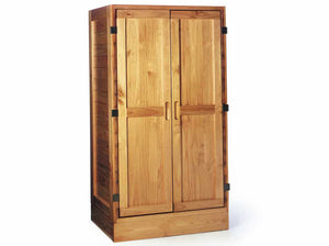 Closed, large, solid-wood wardrobe for a fire station bedroom 