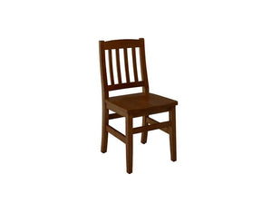 Chestnut colored, wood back, fireman chair with matching wood seat for dining room