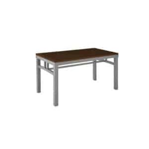 Firehouse Collection Steel Fire Station Coffee Table with Chestnut finish and silver frame