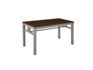 Firehouse Collection Steel Fire Station Coffee Table with Chestnut finish and silver frame