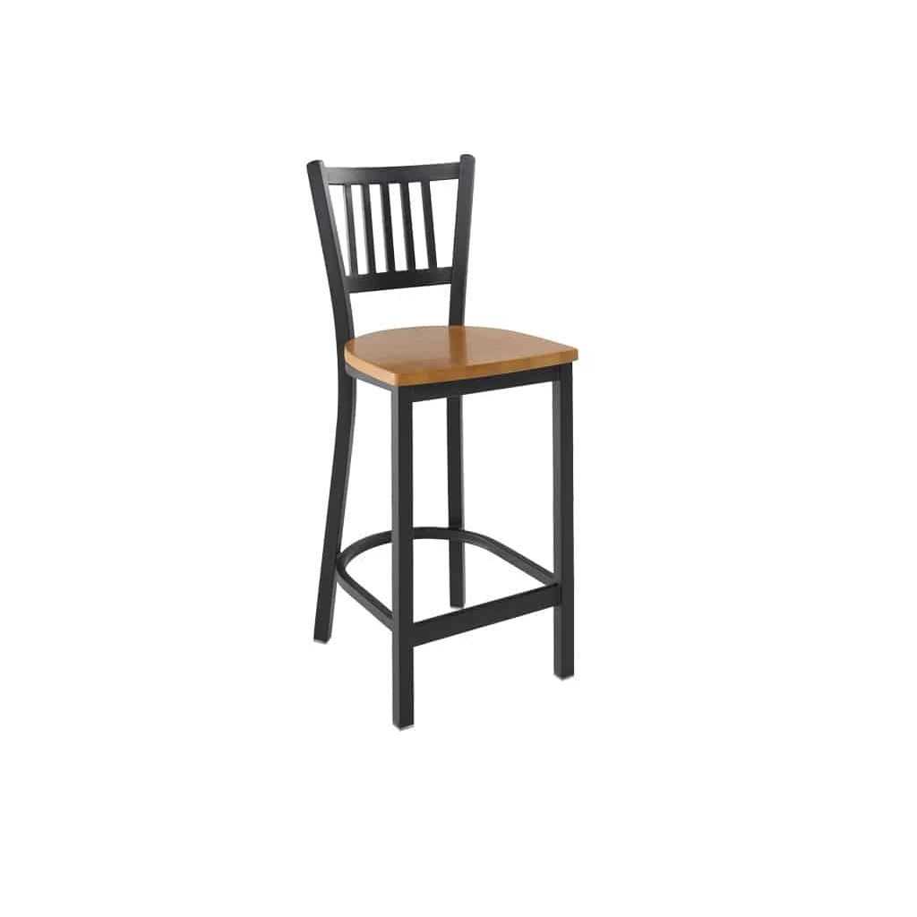 Firehouse Collection Vertical-Slat Metal Counter Height Firefighter Bar Stool with Wood Seat