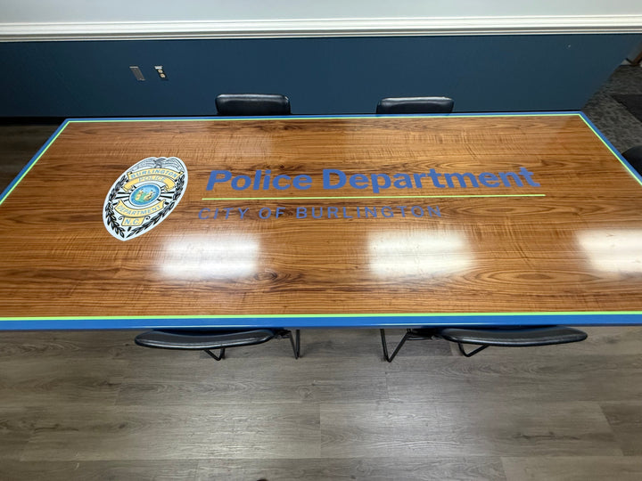 Custom Logo Table for Burlington Police | FireStationFurniture ...