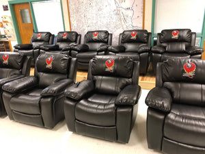 Custom embroidered recliners & chairs for Dallas Fire Station 23