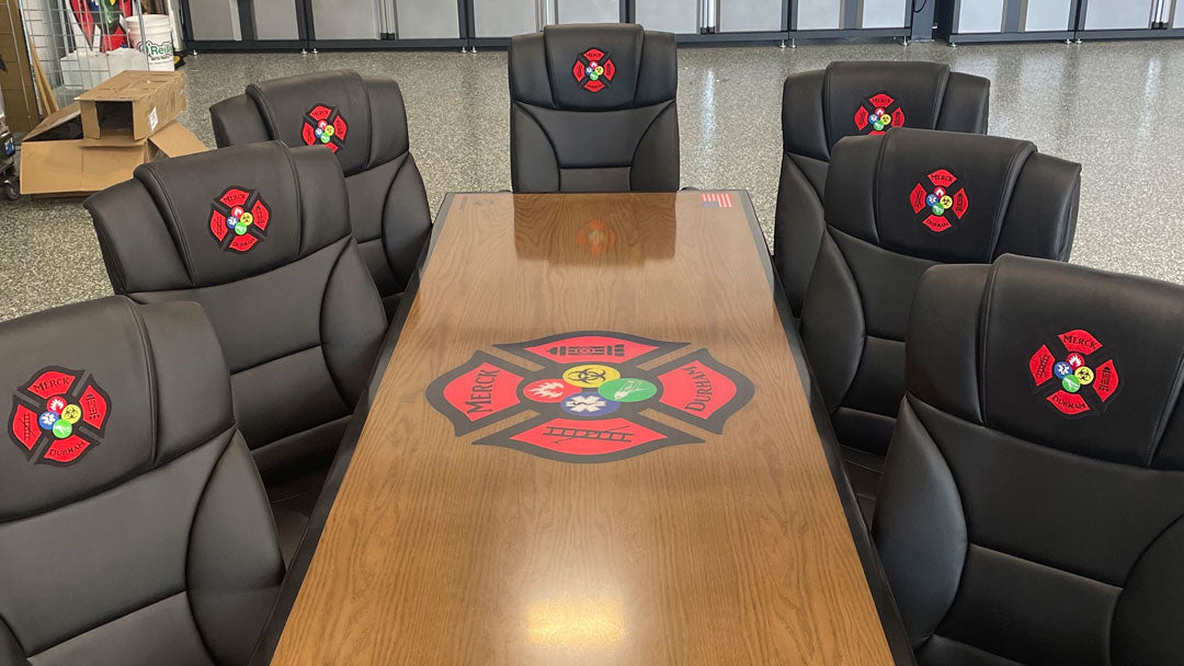 Custom Logo Firehouse Tables | FireStationFurniture – Working Fire ...