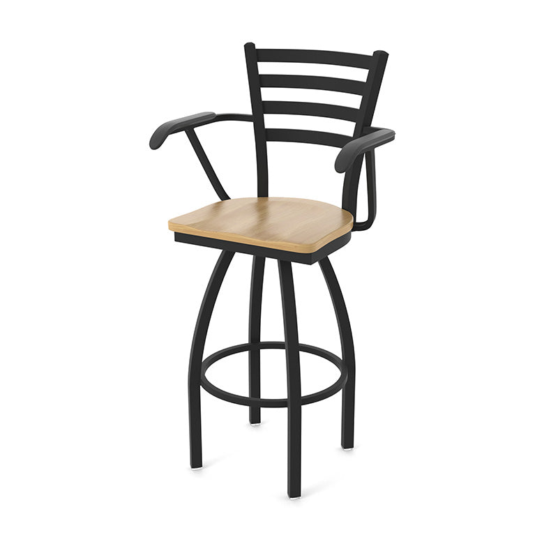 Duty-Built® Ladder-Back Swivel Bar/Counter Stool w/Arms