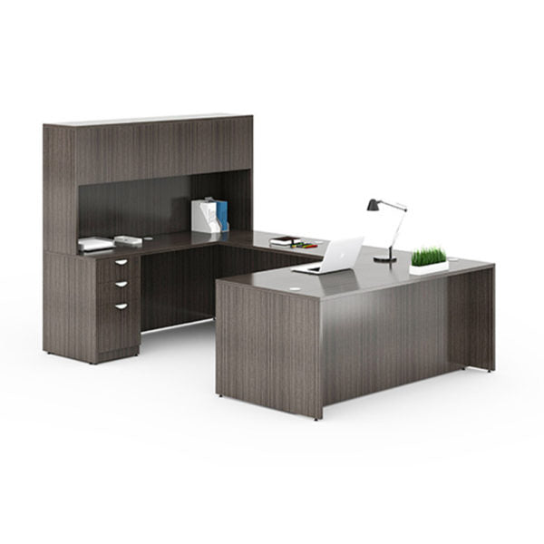 Commercial  Office Suite - U-Shape Desk with File Storage Pedestal and Hutch