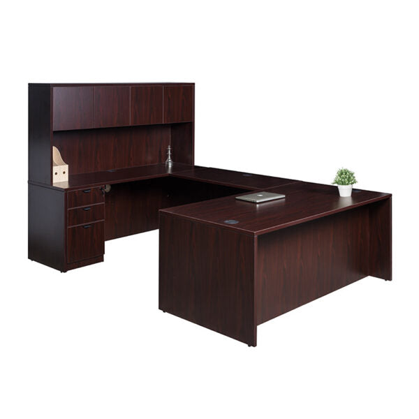 Commercial  Office Suite - U-Shape Desk with File Storage Pedestal and Hutch