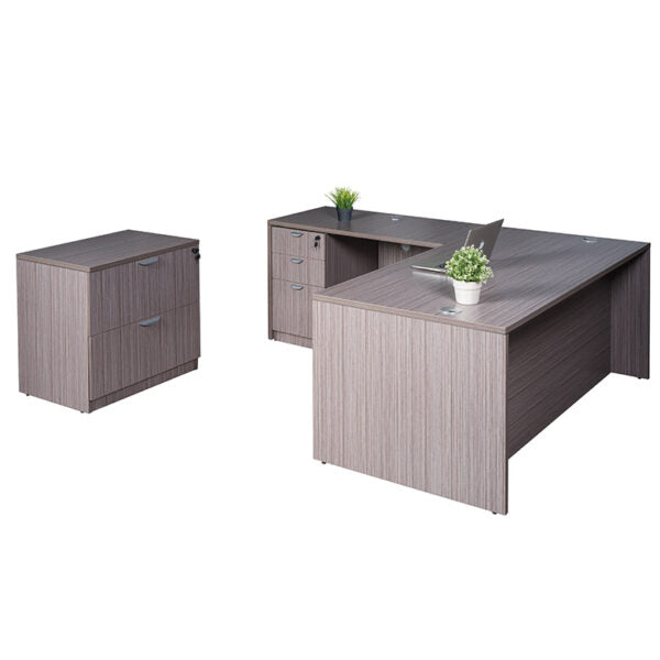 Commercial Office Suite - Executive L-Shape Corner Desk with File Storage Pedestal and Lateral File