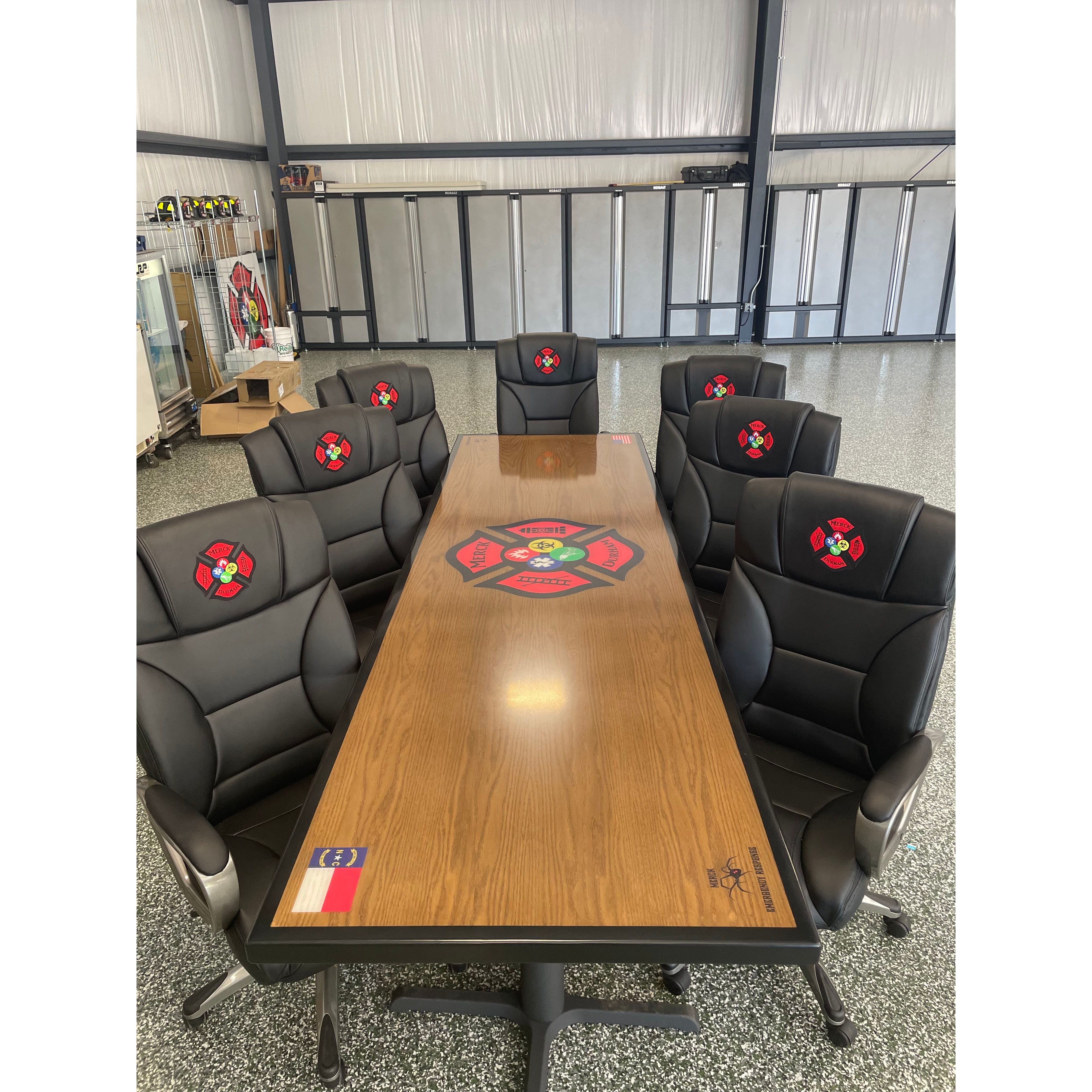 Custom Wood-Top Firehouse Conference/Dining Table