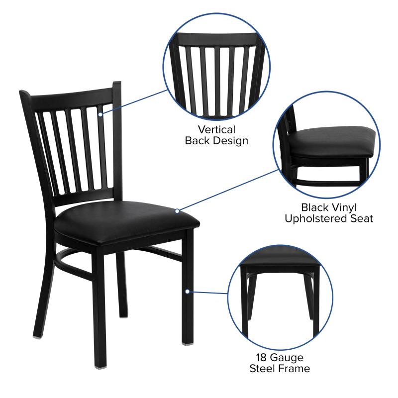 Duty-Built® Vertical Slat Dining Chair - Padded Seat