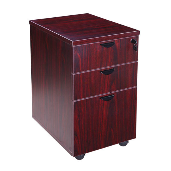 American firehouse furniture, BOSS Office 3-Drawer Mobile Pedestal in mahogany