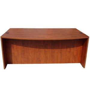 BOSS Office Bow Front Desk Shell fire station furniture in a cherry color