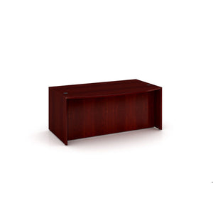 BOSS Office Bow Front Desk Shell fire station furniture in a mahogany color