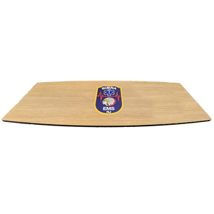 Custom firehouse table with Buena EMS NJ logo in center