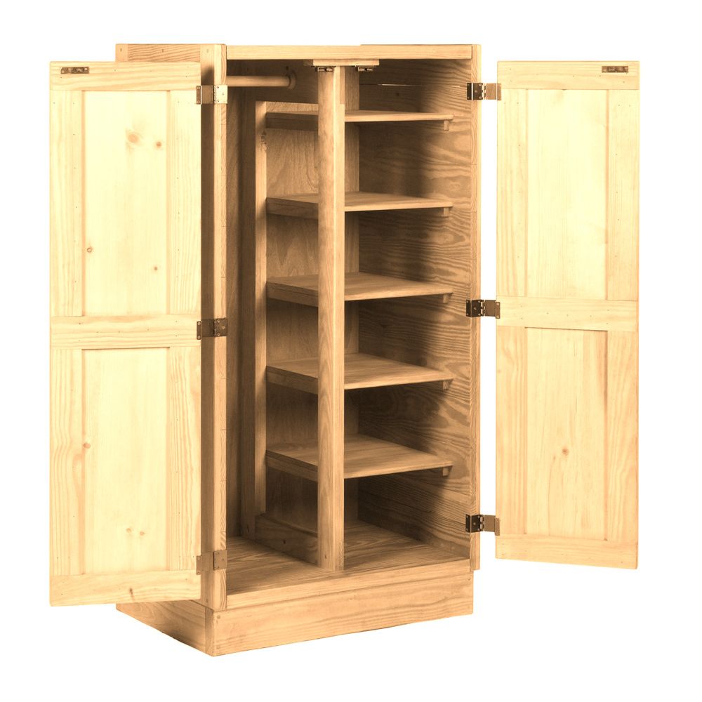 Built Firehouse Tough® Solid-Wood 36" Wardrobe w/Shelves