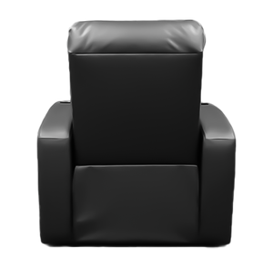 Back view of black, hospitality-grade synthetic leather, custom firefighter recliner 