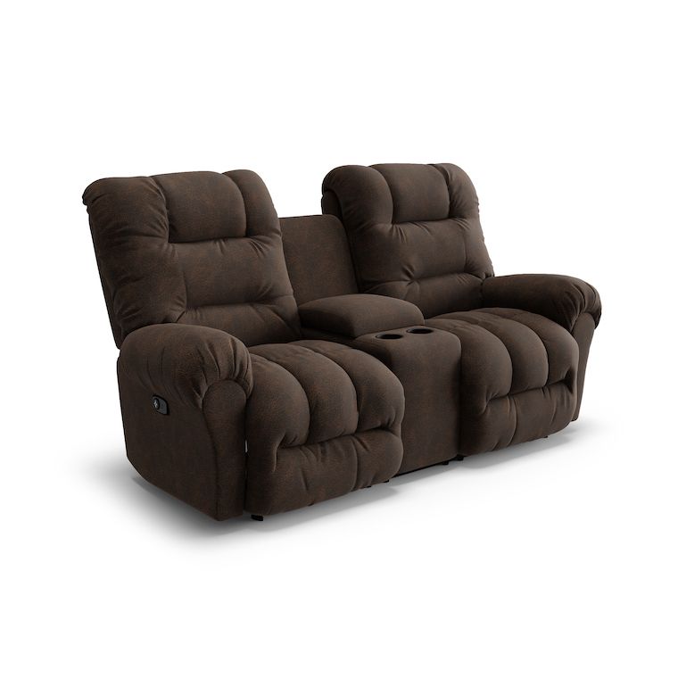 Polyester fabric walnut brown dial manual reclining seats with armrest in-between the two firehouse chairs