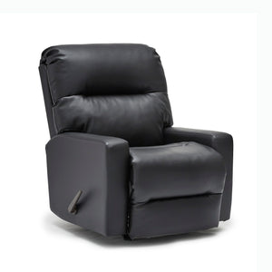 Angled side view of black fireman recliner