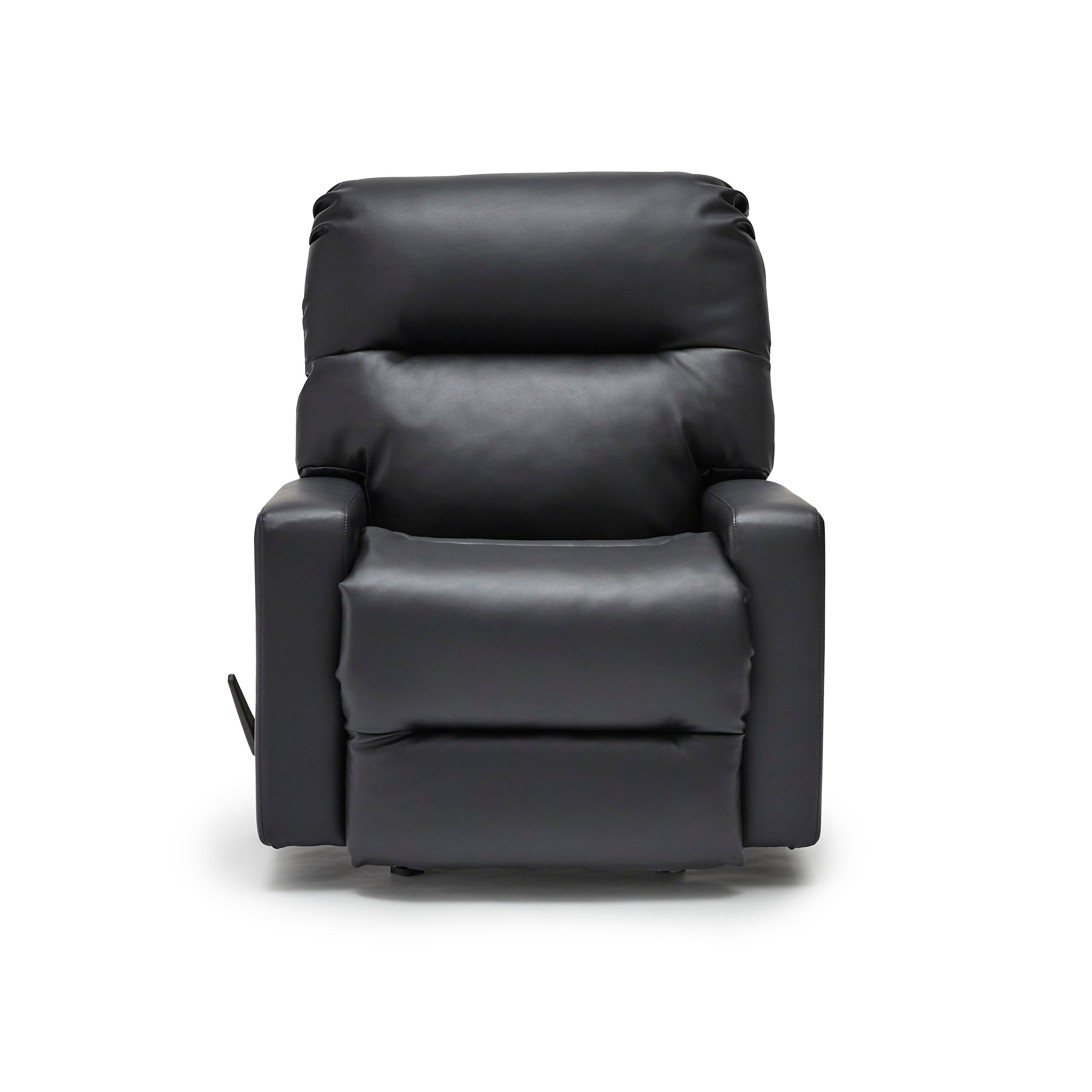 Front view of black fireman recliner