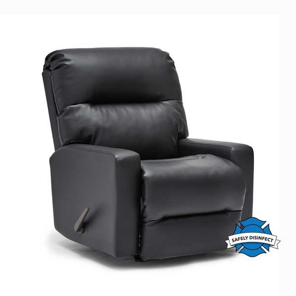 Black fireman recliner with "safely disinfect" logo on image