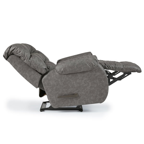 View of the slate gray Duty Built Tanker 500lb Rated Big and Tall Firefighter Recliner fully reclined