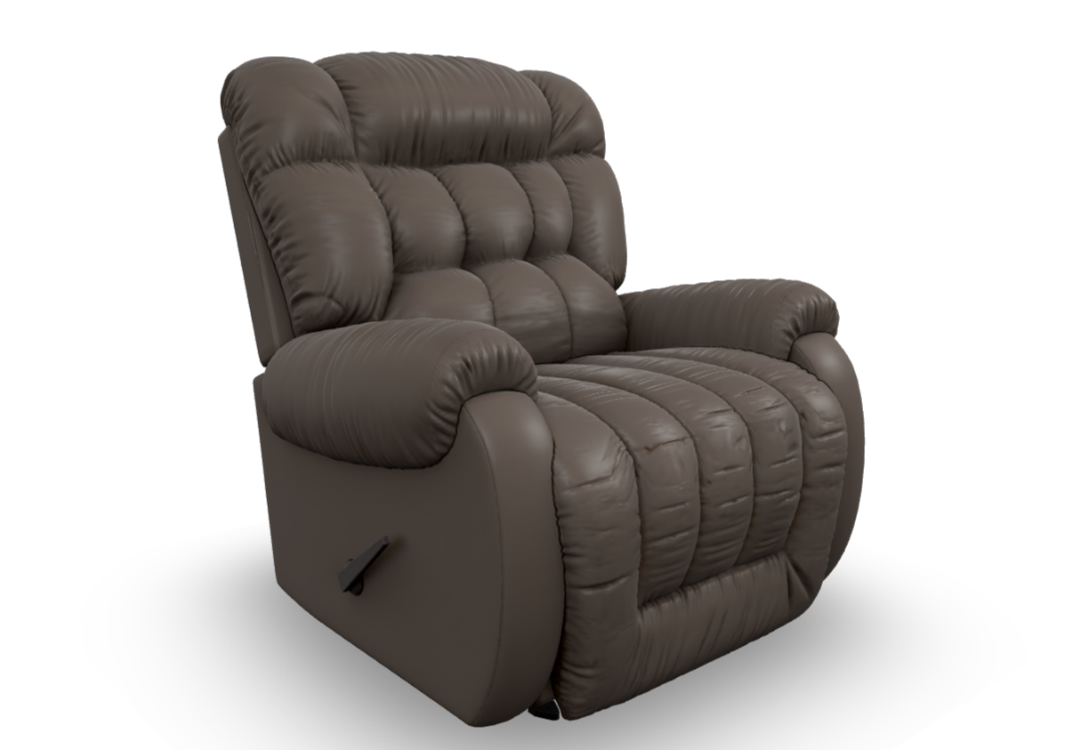 Bark brown leather, big and tall recliner fire department chair 