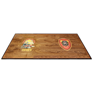 Custom firehouse table to two logo for Pine Ridge on the table