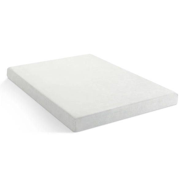 Angled side view of a 6'' firefighter mattress constructed with 1.5'' top layer of gel-infused memory foam and 4.5'' base layer foam