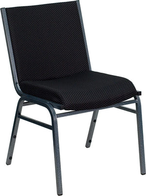 Black dot fabric heavy-duty stack fire department chair with silver vein powder coated frame finish