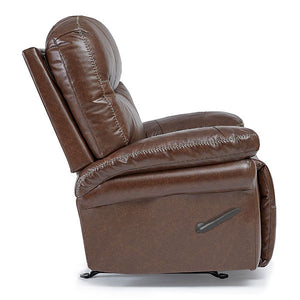 Side view of the cocoa brown leather custom firehouse recliner