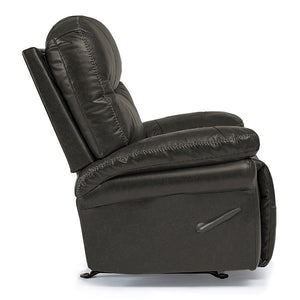 Side view of the gunmetal leather custom firehouse recliner
