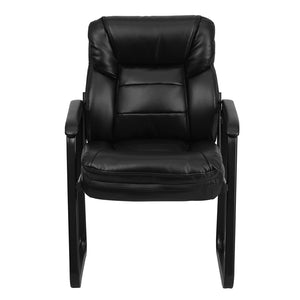 Front view of black Executive Side Reception Firehouse Chair with Sled Base