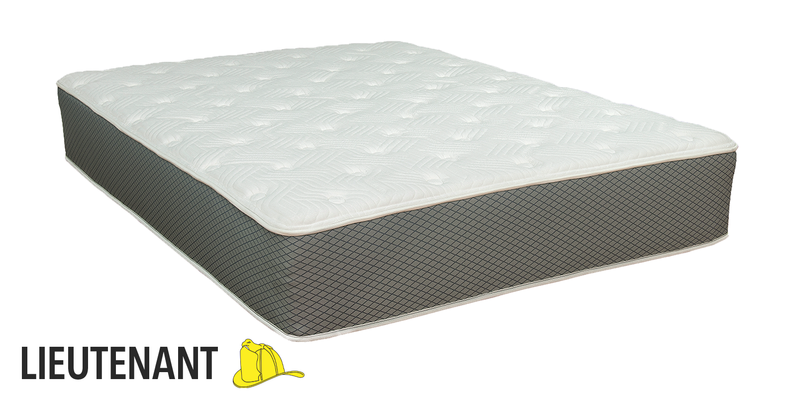 Duty-Built Lieutenant 12" Hybrid Spring & Latex Foam Firefighter Mattress with Lieutenant logo in corner