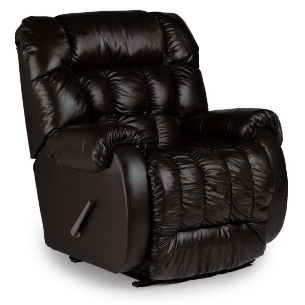 Black leather, big and tall recliner fire department chair 