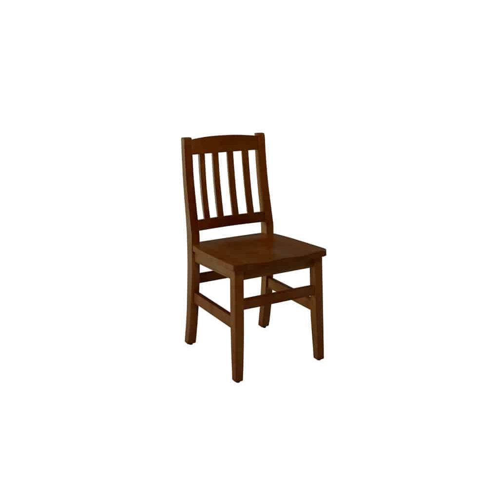 Chestnut colored, wood back, fireman chair with matching wood seat for dining room