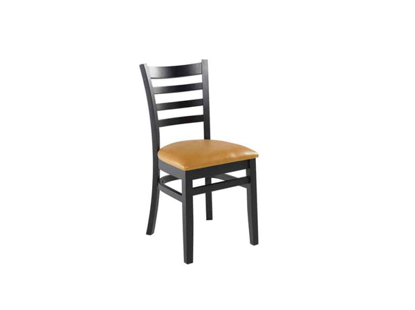Solid beech wood frame construction, ladder back wood dining firefighter chair with padded seat