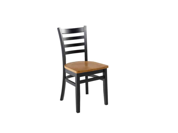 Black Frame, Firehouse Collection Ladder-Back Wood Dining Firehouse Chair with Wood Seat