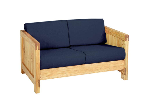 Firehouse furniture loveseat with two navy fabric cushions