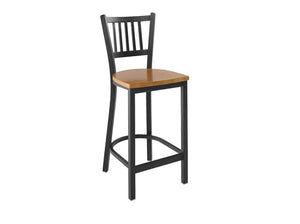 Firehouse Collection Vertical-Slat Metal Barstool with Wood Seat