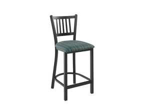 Firehouse Collection Vertical-Slat Metal Counter Height Firefighter Bar Stool with Padded Seat