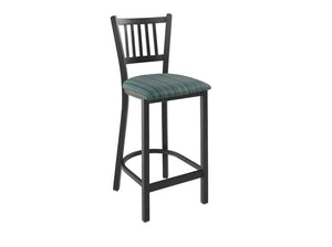 Firehouse Collection Vertical-Slat Metal Barstool with Padded Seat